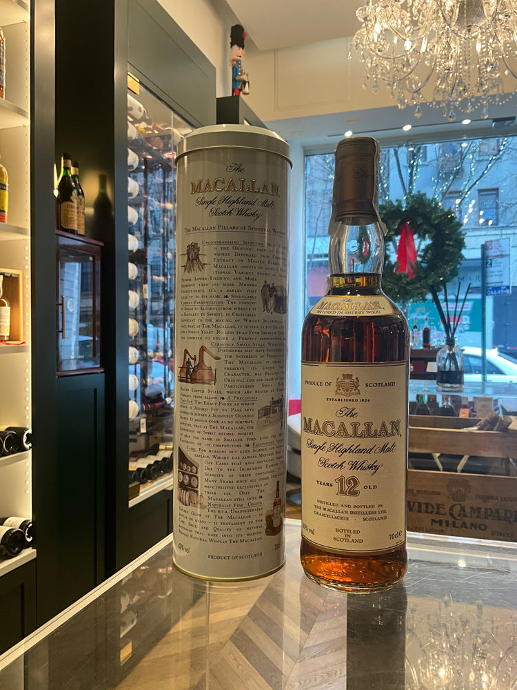 The Macallan 12yo 1980s 70cl 43%abv with rare tin tube gift set
