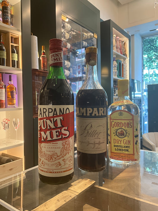 Vintage Negroni 1940/70s/90s 3 Legendary Bottles Collection HomeBar Cart